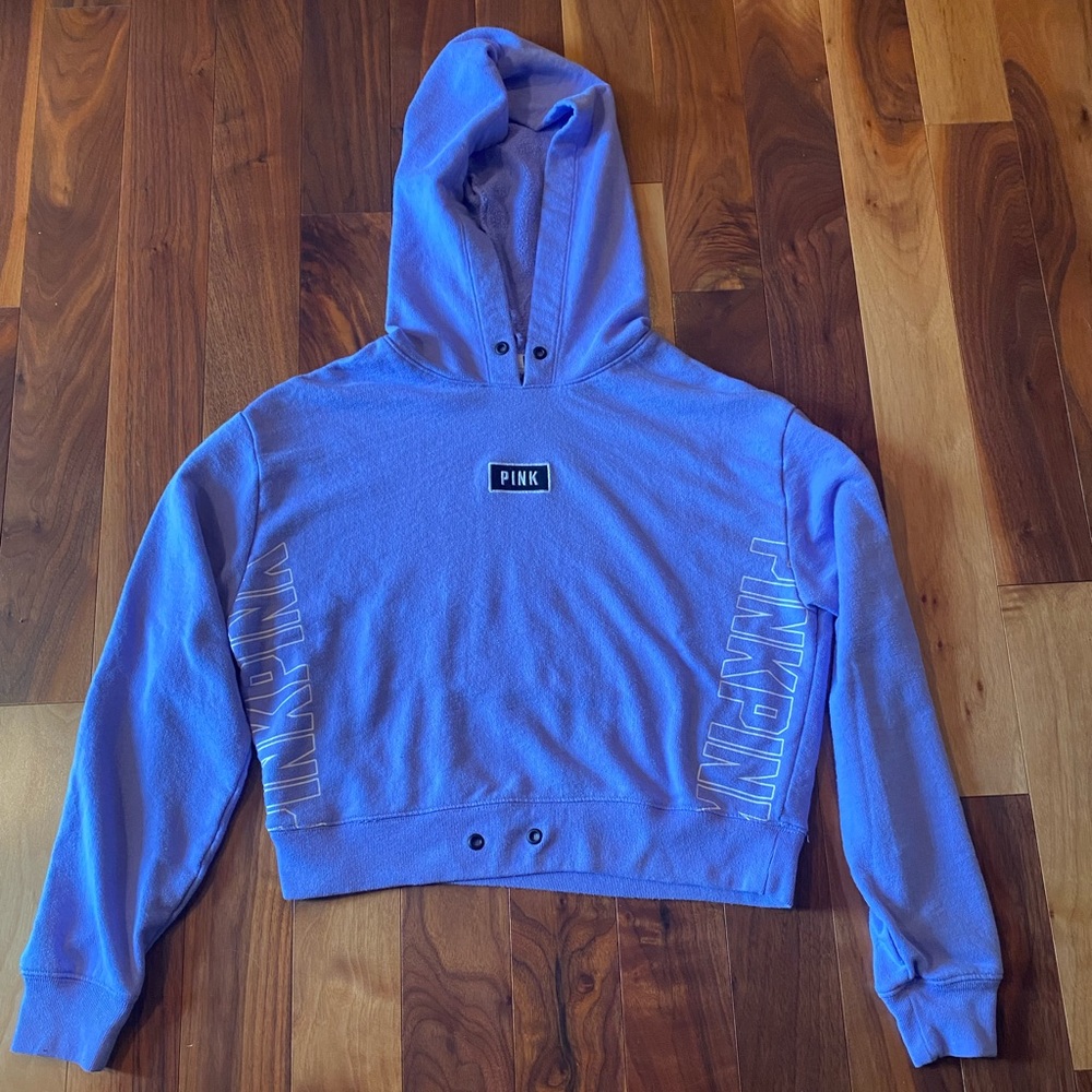 PINK Cropped Hoodie in Light Purple XS